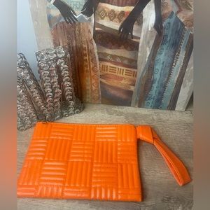 Orange Clutch Wristlet Large
